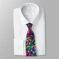 Lush Neon Flowers in Bold Glow Neck Tie