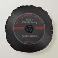 Retro Vinyl Record Round Pillow – Vintage Music Bi