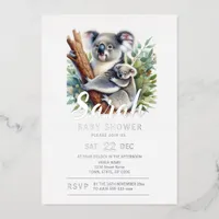 Koala Baby Shower Foil Invitation