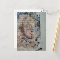 Abstract Face Grunge Collage Postcard