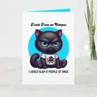 I Wish I Was an Octopus Funny Sarcastic Black Cat Card