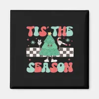 Tis Season Retro Womans Holiday Magnet