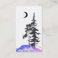 *~*  Crescent Moon Trees Gold Stars Glitter Blue Business Card