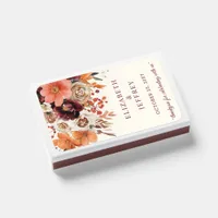 Burgundy Orange Floral Fall Wedding Matchboxes