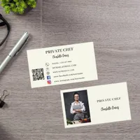 Private chef ivory photo catering QR code Business Card