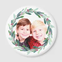 Watercolor Holly Jolly Christmas Photo Magnet