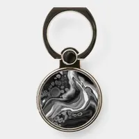 Black and White Marble Fluid Art   Phone Ring Stand