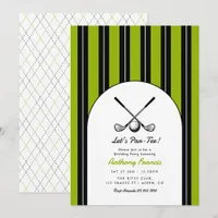 Black, White, & Matcha Green Golf Birthday Party Invitation