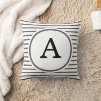 Modern Grey White Horizontal Stripes Throw Pillow