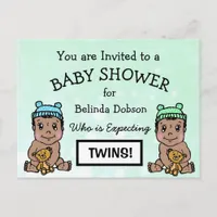 Cute Ethnic Twins Baby Shower Invitations