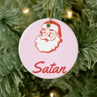 Funny Satan Santa Claus Spelling Mistake Typo Ceramic Ornament