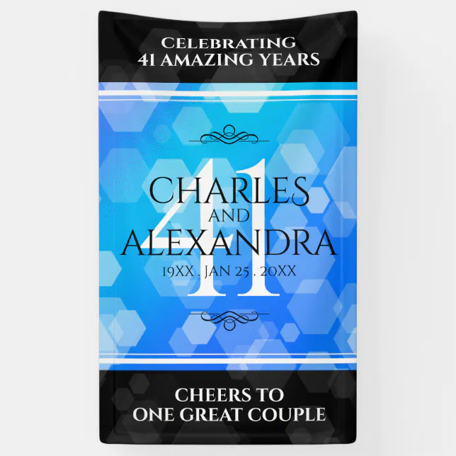 Elegant 41st Blue Topaz Wedding Anniversary Banner