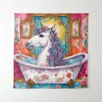 Adorable Unicorn in the Bath Tapestry