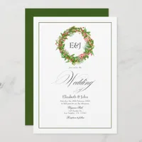 Poinsettia & Pine Christmas Wedding Charm QR Code Invitation