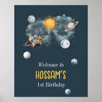 Outer Space Birthday Galaxy Sun Moon Stars Planets Poster