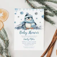 Winter Baby Shower Penguin Invitation