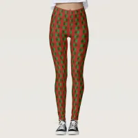 Christmas Red & Green Argyle Pattern Leggings