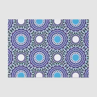 Blue and White Ethnic Bohemian Mosaic Pattern Tissue Paper