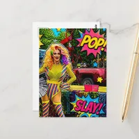 A Beautiful  Drag Queen Colorful Pop Art Postcard