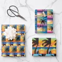 Sunset and Palm Trees Silhouettes  Wrapping Paper Sheets