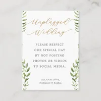 No Photos on Social Media Unplugged Wedding  Place Card