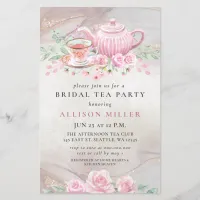 Budget Pink Gold Tea Party Bridal Shower Invite