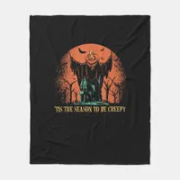 Tis The Season To Be Creepy Pumpkin Fleece Blanket