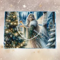  Fairy and Christmas Tree In the Enchanted Forest Large Gift Bag