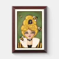 Whimsical Bee Hive Girl Fun Mixed Media Framed Art Award Plaque