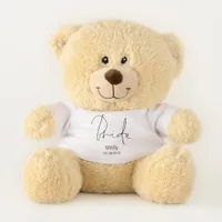 Elegant Script Bride Name Wedding Date Teddy Bear