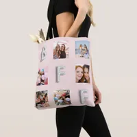 Friend rose gold silver blush photo collage tote bag