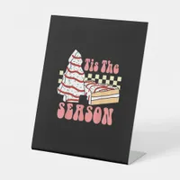 Tis The Season Christmas Tree Groovy Retro Debbie  Pedestal Sign