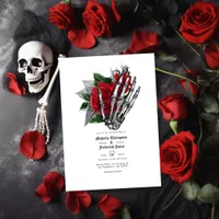 Black and Red Floral Gothic Wedding QR Code Invitation