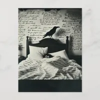 Raven Watches Over Poe Asleep Postcard