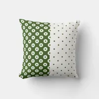 Green and White Split Polka-Dotted Throw Pillow