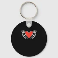 Skeleton Hands Forming Heart Creepy Gothic Keychain