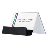 Colorful Stained Glass Design Desk Business Card Holder