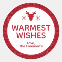 Red Nordic Sweater Warmest Wishes Holiday Sticker