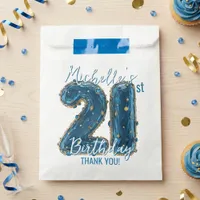 Blue Gold Jewel Agate Glam 21st Birthday Party Favor Bag