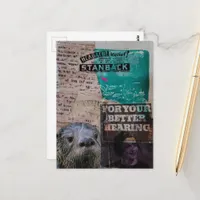  Otter with Vintage Headache Relief and Hearing Postcard