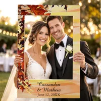 Autumn Orange Yellow Leaves Wedding Photo Op Selfie Frame