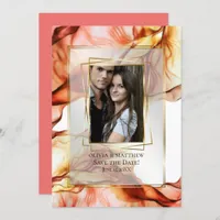Save the Date | Photo Frame Autumn Abstract 3 Invitation