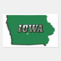 Iowa State Map Green Outline & Photo Text Rectangular Sticker