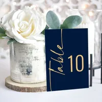 Navy Blue Gold Wedding Acrylic Table Number