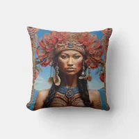 Vibrant Tribal Fusion Art Throw Pillow