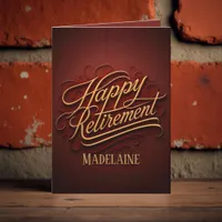 Elegant Luxury Burgundy and Gold Script Retirement Card