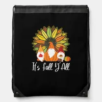 Fall Gnomes With Autumn Pumpkin It’s Fall Y’all Drawstring Bag