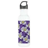 Columbine Flower Pattern Water Bottle