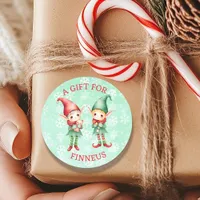 Cute Watercolor  Elves Christmas To and From Classic Round Sticker