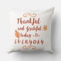 thankful and grateful thanksgiving throw pillow